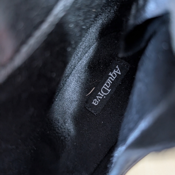 Aqua Diva Black Ankle Boots with Gold Zipper and Pearl  Studded Heel 7.5 - Picture 9 of 10